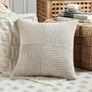 Fancy Homi 2 Packs Neutral Taupe Euro Decorative Throw Pillow Covers 28x28 Inch for Couch Bed Sofa, Rustic Farmhouse Boho Home Decor, Soft Corss Corduroy Patchwork Textured Square Cushion Case 71x71cm by CozyNest Decor