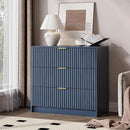 Fluted Dresser for Bedroom, 32 Inch Wide Nightstand with Large Drawer, 3 Drawer End Table for Bedroom, Living Rooms, Offices, and Entryways, Navy Blue by CozyNest Decor