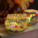 SHMILMH Glass Candle Holder Set of 4, Diwali Gift Votive Candle Holders Handmade Mosaic Glass Tealight Holders Diwali Christmas Table Decorations for Home by CozyNest Decor