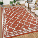 GAOMON Outdoor Plastic Straw Rug, 10'x20' Reversible Sage Green Patio Mat, Flower Modern Design for RV, Backyard, Deck, Camping, Picnic, Orange/White(Geometric) by CozyNest Decor