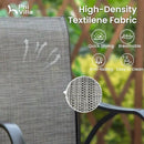 PHI VILLA 3 Piece Outdoor Bar Set, Bar Height Patio Bistro Table and Bar Chairs with Gray Textilene Fabric & Rustproof Metal Frame for Backyard, Balcony, Garden Poolside by CozyNest Decor