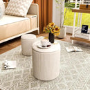 Ottoman with Storage Set of 2, Velvet Storage Ottoman, Upholstered Sponge Vanity Stool Support 300lbs, Multifunctional Coffee Table Foot Rest Ottomans for Living Room Bedroom, Beige by CozyNest Decor