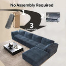 157.5" L Shaped Modern Sofa Modular Sectional Cloud Couch with Ottoman,Deep Seat Upholstered Couches with Corduroy Fabric for Living Room Furniture,Bedroom and Apartment,No Assembly Required,Blue by CozyNest Decor