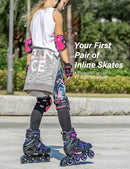 2PM SPORTS Vinal Girls Adjustable Flashing Inline Skates, All Wheels Light Up, Fun Illuminating Skates for Kids Men Adult Women and Boys by TinyTreasures Baby Boutique