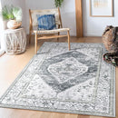 Lahome Boho Washable Rugs for Bedroom - 3x5 Area Rugs for Living Room Throw Non-Slip Thin Entryway Rug Kitchen Rugs Grey Oriental Distressed Print Capet for Office Bathroom Laundry Room Dining Room by TinyTreasures Baby Boutique