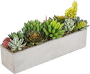 MyGift Faux Succulent Plant Arrangement in 12-Inch Gray Cement Pot by CozyNest Decor