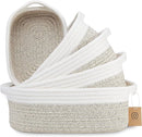 NaturalCozy 5-Piece Rectangle Storage Basket Set- Natural Cotton Rope Woven Baskets for Organizing! Small Basket for Montessori, Baby Nursery, Dog Toy Baskets, Cat Toy Box, Bathroom Organization Bin by TinyTreasures Baby Boutique