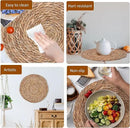 Defined Deco Woven Placemats Set of 6,12" Round Rattan Placemats,Natural Hand-Woven Water Hyacinth Placemats,Farmhouse Weave Place Mats,Rustic Braided Wicker Table Mats for Dining Table,Home,Wedding. by CozyNest Decor