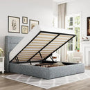 Allewie Queen Size Lift Up Storage Bed, Modern Wingback Headboard, Hydraulic Support, No Box Spring Needed, Grey Blue by CozyNest Decor