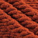 Carriediosa Chunky Knit Throw Blanket 60" X 80" Twin, 100% Hand Made Large Chenille Loop Yarn Soft Fluffy Throws for Couch Sofa Bed, Big Crochet Cozy Heavy Thick Cable Woven Blankets, Rust by CozyNest Decor