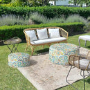 LVTXIII Outdoor/Indoor Inflatable Stool Ottoman, All Weather Patio Footrest Pouf, Portable Round Ottoman for Patio Garden, Camping or Home, D21xH9 Inches, Flower Blue by CozyNest Decor