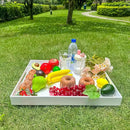 White Rectangular 16x20 Inches Acrylic Ottoman Tray Decorative Serving Tray with Cutout Handles Organizer Tray on Coffee Table Countertop Big Breakfast Bed Tray Living Room Appetizer Serving Food by CozyNest Decor