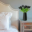 Mandy's Artificial Tulips 20 Stems Black PU Faux Flowers for Wedding Home Decor 13.5 Inch by CozyNest Decor