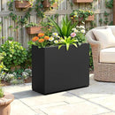 FENCY Metal Planter Box, Large Rectangular Planters for Outdoor Plants, Outdoor Tall Planters with Drainage Holes, Black Metal Planters (30" L x 12" W x 24" H) by CozyNest Decor