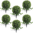 28" Artificial Boxwood Ball Bush, UV Resistant Topiary Tree Faux Boxwood Ball Shaped Porch Bushes with Ground Spike Artificial Bushes for Outdoors Front Door Decor Home Garden (6, Green) by GreenHaven Gardens