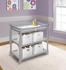 Badger Basket Sleigh Style Baby Changing Table - Nursery Diaper Station with Safety Rails, Foam Pad, and Two Storage Shelves - Nursery Organizer - Gray by TinyTreasures Baby Boutique