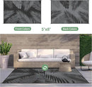 GENIMO Outdoor Rug 5' x 8' Waterproof for Patios Clearance, Reversible Outdoor Plastic Straw Camping Rug Carpet, Large Area Rugs Mats for RV, Picnic, Backyard, Deck, Balcony, Porch, Beach, Black&Grey by CozyNest Decor