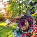 Sunnydaze 6-Inch Glass Mosaic Hanging Bird Feeder for Outdoors - Fly-Through Wild Bird Feeder - Iridescent Purple Mosaic by GreenHaven Gardens