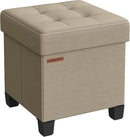SONGMICS Storage Ottoman, Small Ottoman Foot Rest with Legs, 15 x 15 x 15.7 Inches Foot Stool, Load up to 660 lb, for Living Room, Bedroom, Dorm, Camel Brown ULSF014K01 by CozyNest Decor