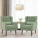 Accent Chair Set of 2, Upholstered Armchair with Pillow, Teddy Single Sofa Chair with Lounge Seat and Wood Legs for Living Room Small Spaces by CozyNest Decor