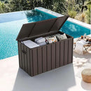 PURPLE LEAF Outdoor Deck Box 120 Gallon Waterproof Lockable Storage Box Container with Lid Deck Organization for Patio Cushions Side Table Pool Accessories Garden Tools, Brown by CozyNest Decor