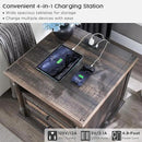 T4TREAM 24'' Farmhouse End Table w/4 Solid Wood Feet, Large 2 Drawers Wide Sofa Side Table with Charging Station, Tall Rustic Wood Square Nightstand for Living Room, Bedroom, Office, Dark Rustic Oak by CozyNest Decor