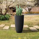 Kante 23.6" H Black Finish Concrete Tall Planters Large Outdoor Indoor Decorative Plant Pots with Drainage Hole and Rubber Plug, Modern Tapered Style for Home and Garden by CozyNest Decor