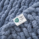 WESHIONGOO Chunky Knit Blanket Throw 40"×40" Knitted Throw Blankets for Couch Bed Fluffy Soft Blanket with Jumbo Chenille Yarn Thick 100% Handmade (Dusty Blue) by CozyNest Decor