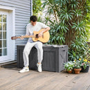 Greesum 120 Gallon Deck Box, Resin Outdoor Storage Container for Patio Furniture, Garden Tools, Pool Accessories, Weatherproof, Lockable, Gray by GreenHaven Gardens