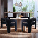Black Sherpa Dining Chairs Set of 6, Modern Barrel Dining Room Chairs Upholstered Faux Fur Accent Chair with Arms and Round Back for Living Room Kitchen Armchair No Assembly Needed by CozyNest Decor