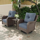 3 Pieces Outdoor Patio Furniture Sets with Rocking Swivel Chairs with 6-inch Thick Cushion and Side Table for Deck Lawn by GreenHaven Gardens