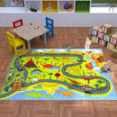 KC Cubs 3x5 Dinosaur Toy Car Dino Road Rug – Educational Play Mat Carpet for Kids, Toddlers, Nursery, Classroom, Playroom, Baby Daycare, Boys & Girls by TinyTreasures Baby Boutique