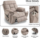 Dual Motor Power Lift Chair Recliners, 180°Lay Flat Sleeping Recliner Chairs for Elderly with Heat Massage, Spacious Seat, Cup Holders, Side Pockets, Lumbar Pillow, Up to 400LBS by CozyNest Decor