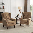 UIXE High Back Accent Chairs Set of 2, Upholstered Armchair in Fabric, Retro Wingback Arm Chair for Living Room, Comfy Single Sofa Bedroom Reading Seat with Solid Wood Legs - Brown by CozyNest Decor