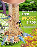 iBorn Bird Feeders for Outdoors, 2LB Metal Bird Feeders 17cm Large Roof &Tray, 4 Feeding Ports, Brushed Copper Finishing by CozyNest Decor