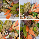 24" Fall Wreath for Front Door Handmade with Artificial Autumn Leaves, Natural Pinecones, Faux Berries and Wheat, Autumn Harvest Wreath Decoration for Home Farmhouse Door Wall Window Porch by CozyNest Decor