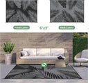 GENIMO Outdoor Rug 6' x 9' Waterproof for Patios Clearance, Reversible Outdoor Plastic Straw Camping Rug Carpet, Large Area Rugs Mats for RV, Camper, Deck, Balcony, Porch, Beach, Picnic, Black&Grey by CozyNest Decor