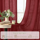 LAMIT 95 inch Linen Curtains for Living Room, Burgundy Red Bronze Grommet Christmas Panels Light Filtering Semi Sheer Drapes for Bedroom/Dining Hall, 2 Panels Set, 52 x 95 Inch by CozyNest Decor