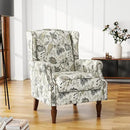 UIXE High Back Floral Accent Chairs Set of 2, Upholstered Armchair in Fabric, Retro Printed Wingback Arm Chair for Living Room, Nailhead Trim Single Sofa Bedroom Reading Seat - Plants Beige by CozyNest Decor