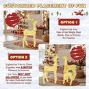 4.5FT Lighted Reindeer Family Set for Christmas Decoration, 3 Pieces Pre-Lit Iridescent Deer with 200 LED Lights, 3D Glittered Standing Holiday Display for Outdoor, Indoor, Golden by CozyNest Decor