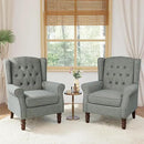 Lumibee High Back Accent Chair Set of 2,Upholstered Wingback Armchair with Solid Wood Legs for Small Spaces,Comfy Single Sofa Chair for Living Room,Bedroom,Office-Gray by CozyNest Decor