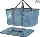 CleverMade Collapsible Laundry Tote - Denim Charcoal 2-Pack 50L - Foldable Storage Organization Container for Clothes Laundry Room Storage Solution by CozyNest Decor