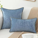 decorUhome Chenille Soft Throw Pillow Covers 24x24 Set of 2, Farmhouse Velvet Neutral Decorative Euro Pillow Covers with Stitched Edge for Couch Sofa Bed Home Decor, Blue by CozyNest Decor
