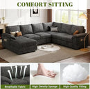 108 Inch Sectional Sleeper Sofa with Pull Out Bed,U Shaped 7 Seat Modular Sectional Sofa with Storage,Sectional Couches for Living Room,Cloud Modular Couch,Removable Sofa Cover,Dark Grey by CozyNest Decor