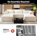 118" U Shaped Modern Sofa Modular Sectional Cloud Couch with 2 Ottoman,Upholstered Couches with Corduroy Fabric for Living Room Furniture,Bedroom and Apartment,No Assembly Required,White by CozyNest Decor