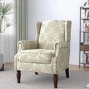 Lumibee Wingback Accent Chair,High Back Floral Armchairs in Fabric,Comfy Upholstered Reading Single Sofa Chair with Solid Wood Legs for Living Room,Bedroom,Office-White by CozyNest Decor