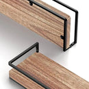 Meangood Floating Shelves Wall Mounted Set of 2, Wall Shelf with Towel Bar Rustic Wood Wall Storage Shelves for Bedroom,Living Room,Bathroom, Kitchen Torched Wood by CozyNest Decor