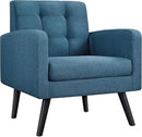 Yaheetech Mid-Century Accent Chairs, Modern Upholstered Living Room Chair, Cozy Armchair Button Tufted Back and Wood Legs for Bedroom/Office/Cafe, Navy Blue by CozyNest Decor