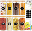 32 oz 8 Pcs Glass Jars with Bamboo Lids, Stackable Clear Food Storage Jars, Airtight Kichen Glass Pantry Storage Containers with Lids for Rice, Candy, Sugar, Flour, Nuts, Cookie, Coffee Bean by CozyNest Decor