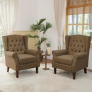Lumibee High Back Accent Chair Set of 2,Upholstered Wingback Armchair with Solid Wood Legs for Small Spaces,Comfy Single Sofa Chair for Living Room,Bedroom,Office-Brown by CozyNest Decor